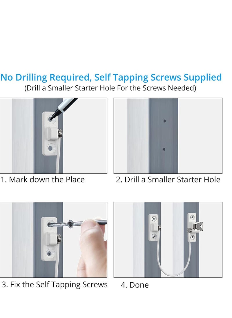 Window Restrictor, Professional 4pcs Window Restrictor Locks Baby Security Window Locks for Child Baby Safety Window Restrictor Locks with Screws Keys Perfect for The Children Safety