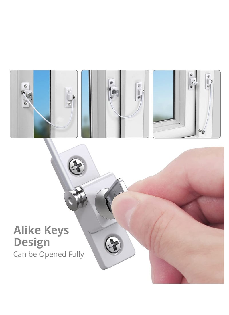 Window Restrictor, Professional 4pcs Window Restrictor Locks Baby Security Window Locks for Child Baby Safety Window Restrictor Locks with Screws Keys Perfect for The Children Safety