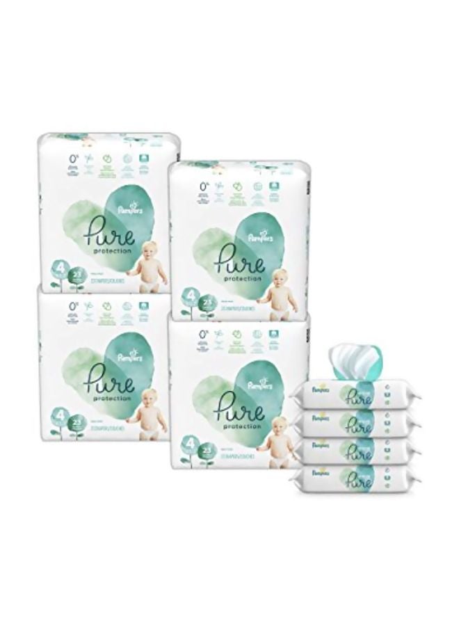 Pure Protection Diapers Size 4 9-16 Kg - 4 Pack 92 Count With Aqua Pure Wipes - 224 Count