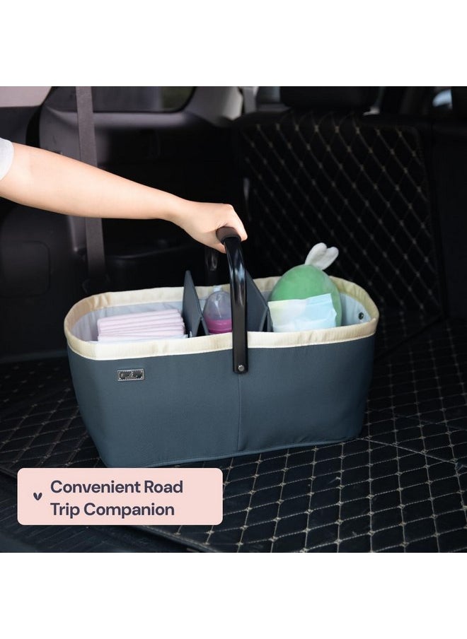 BabbleRoo Diaper Caddy: Large Capacity Diaper Organizer Basket, Perfect for Storing Baby Wipes, Diapers & Baby Essentials. Spacious, Convenient for Parents of Newborn Babies - Black
