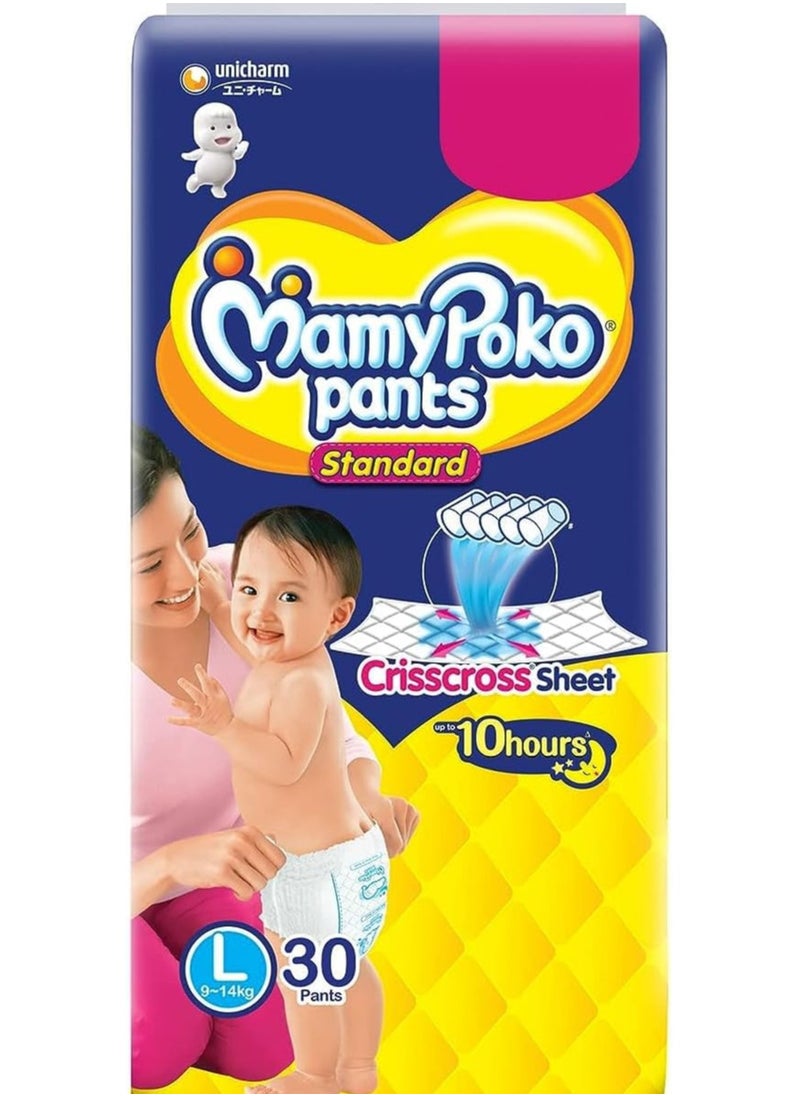 MamyPoko Pants Standard Diaper, Size L30, 9-14 Kg (30 Counts)