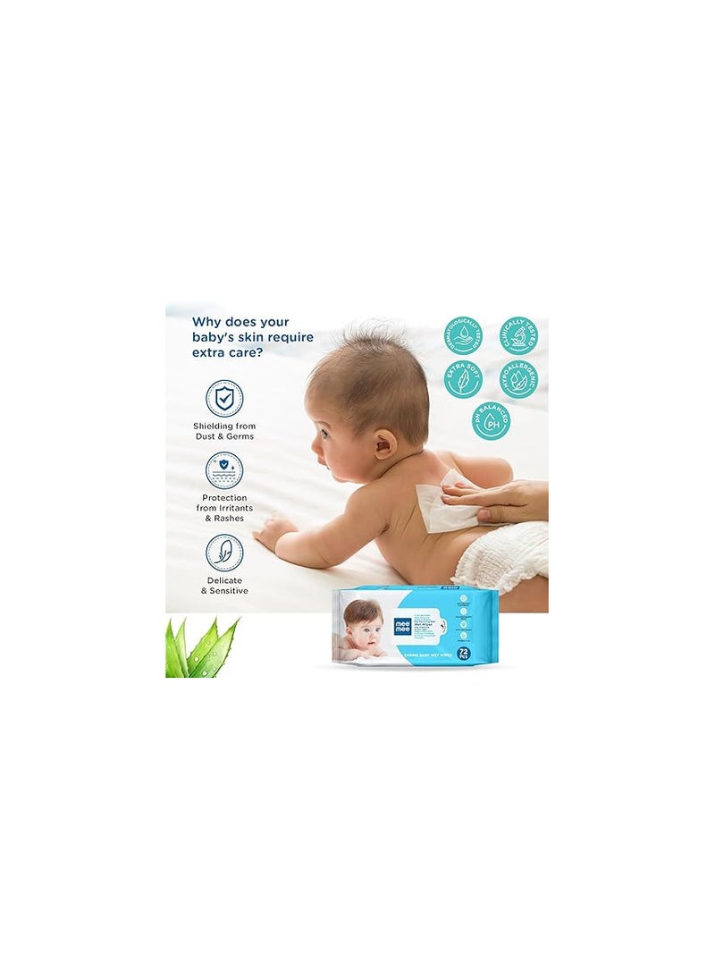 Mee Mee Caring Aloe Vera Baby Wet Wipes, 72 Pieces (Pack of 5)