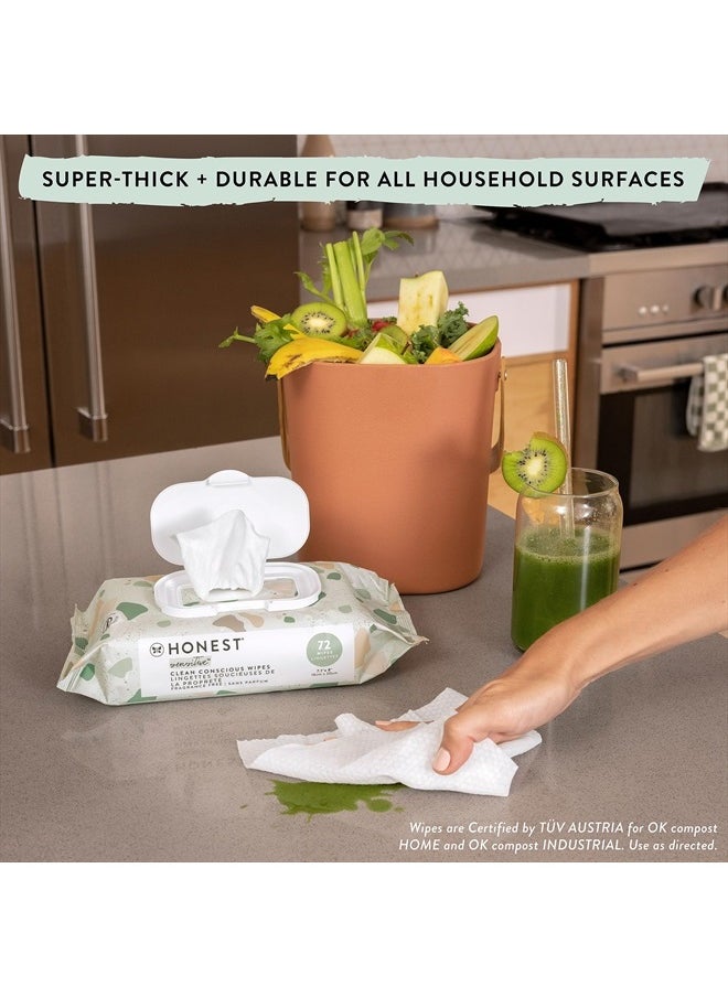 Clean Conscious Unscented Wipes | Over 99% Water, Compostable, Plant-Based, Baby Wipes | Hypoallergenic for Sensitive Skin, EWG Verified | Geo Mood, 60 Count