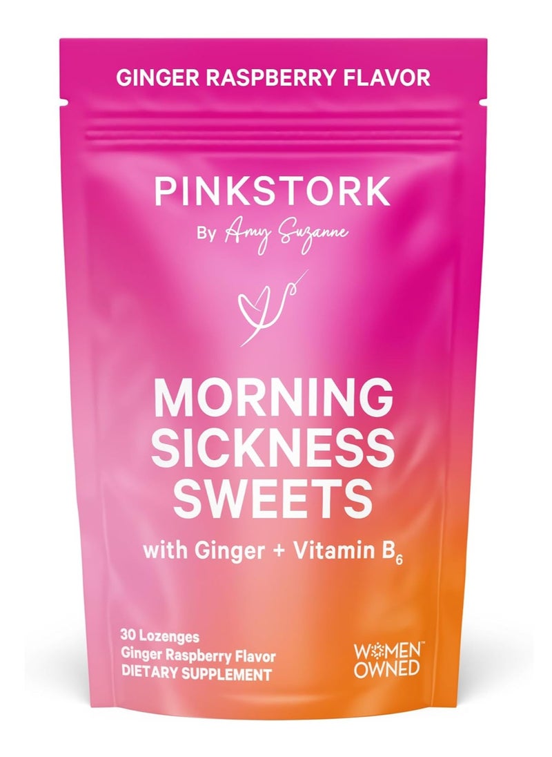 Morning Sickness Sweets Organic Ginger + Vitamin B6 Ginger Raspberry Flavor 30 Organic Lozenges