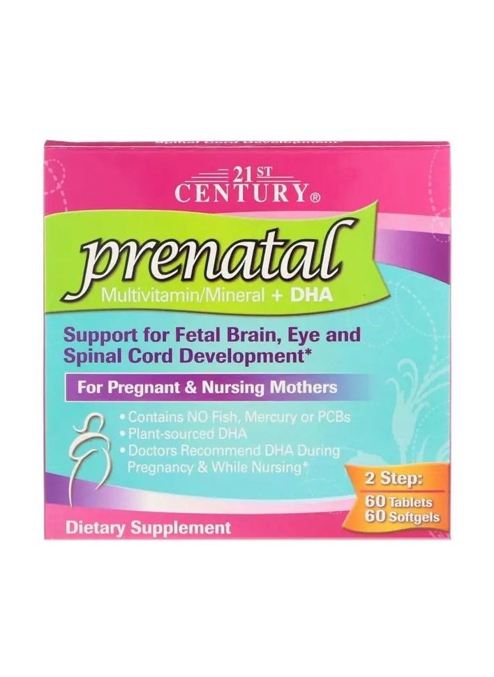 Prenatal Multivitamin/Mineral + DHA 60 Tablets / 60 Softgels Bottles 2's