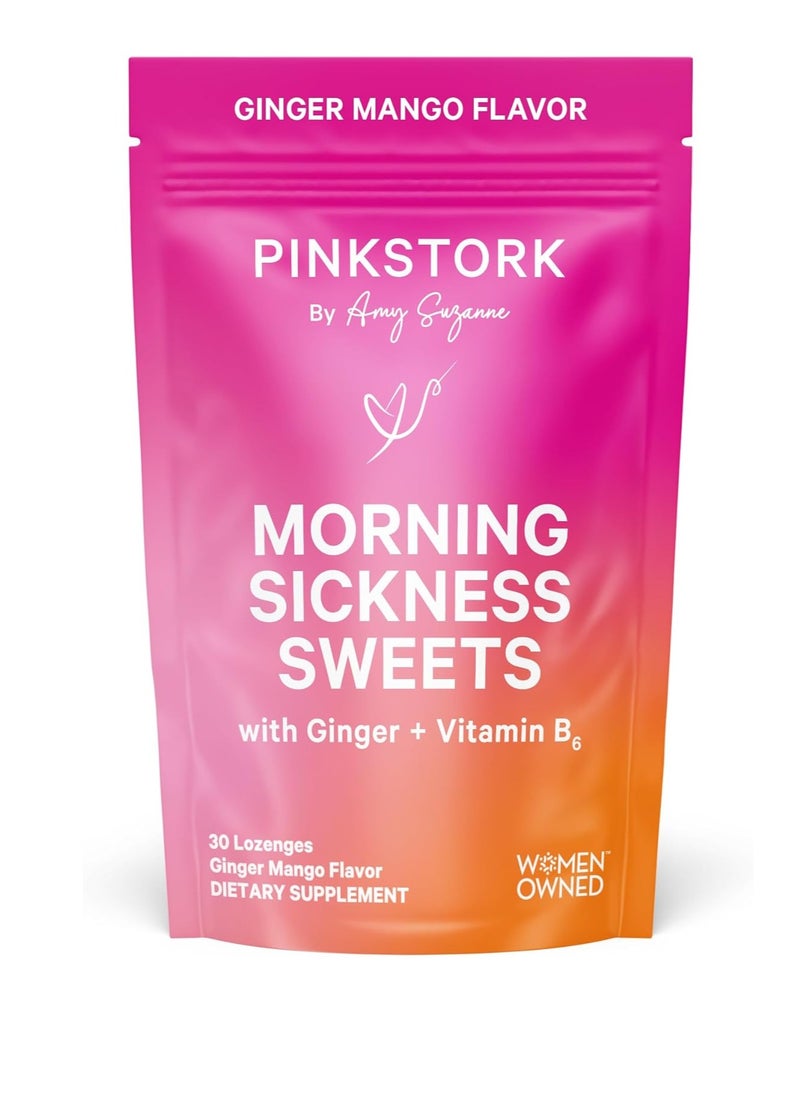 Morning Sickness Sweets Organic Ginger + Vitamin B6 ginger Mango Flavor 30 Organic Lozenges