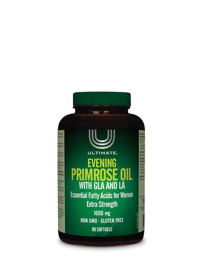 Evening Primrose Oil with GLA and LA Essential Fatty Acid for Women Extra Strength 1000mg 90 Softgel