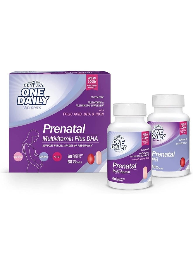 21st Century Prenatal Multivitamin/Mineral DHA - 2 Bottles, 60 Tablets/60 Softgels