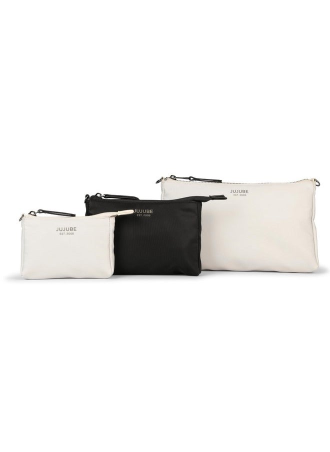 JuJuBe x Witney Carson - New 3-Piece Pouch Set, Diaper Bag Organizing Pouches, Convertible to Small Purse with Crossbody Strap, Perfect for Travel, Zipper Cosmetic or Makeup Pouch, Cloud