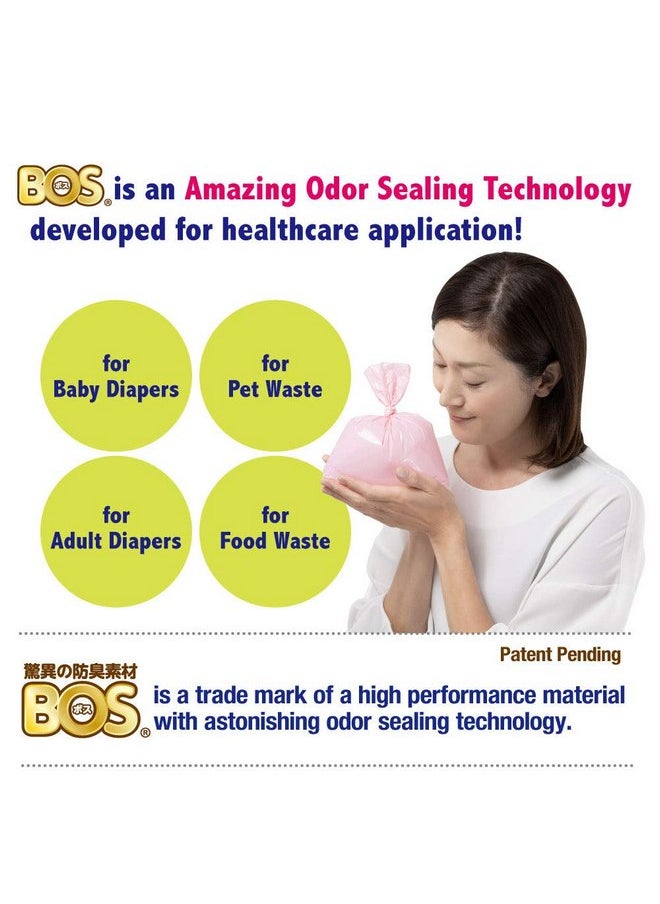 BOS Amazing Odor Sealing Disposable Bags, for Baby Diapers, Pet Waste or Any Sanitary Product Disposal - Durable and Unscented[Size: XS, Color: Pink] (200 Count, Pack of 2) (400 Bags)