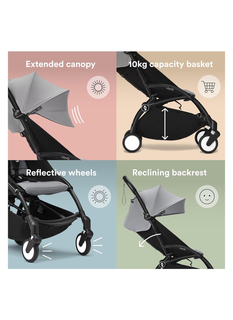 YOYO3 Complete Stroller Set - Black Frame With Colour Pack, 6+ Months - Stone