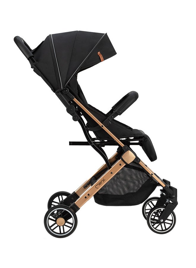 Estelle Gold is a Premium Baby Stroller Featuring a Golden Frame, A Spacious Basket, Five-Point Safety Belts, Easy Maneuverability, And Shock Absorption for Age 6+ Months