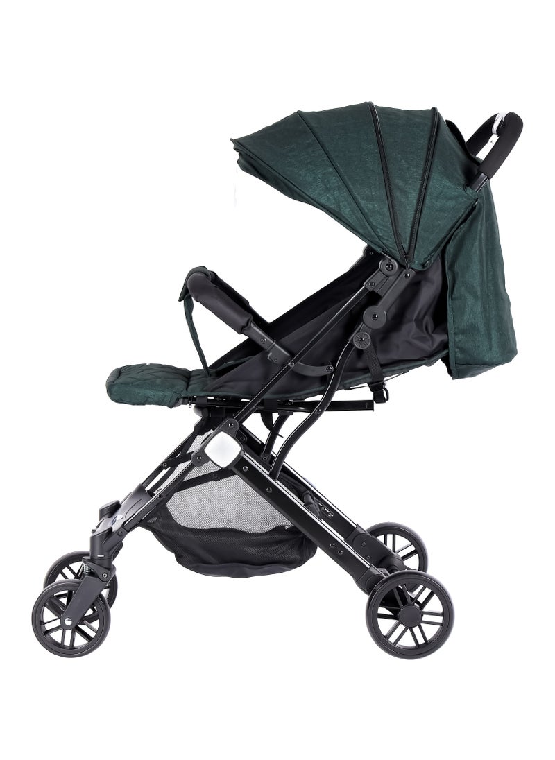 Premium Comfort Baby Stroller - Lightweight, Foldable, Adjustable Seat, Retractable 3 Tier Canopy & Peek-A-Boo window, Ultimate Ease Baby Carriage for Infants & Toddlers, 0-4 Years (GREEN)