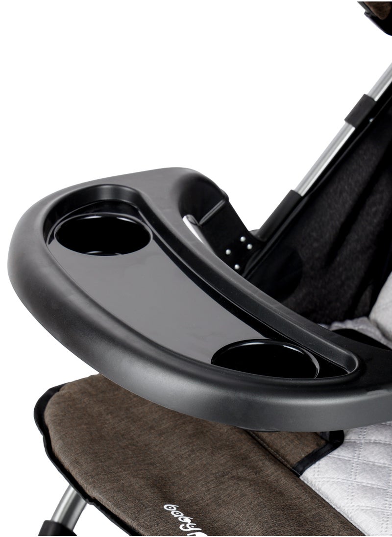 Supreme Comfort Baby Stroller - Lightweight, Foldable, Adjustable Seat and Retractable 3-Tier Canopy. Ultimate Ease Baby Carriage with Cup Holder for Infants & Toddlers, 0-4 Years (COFFE)