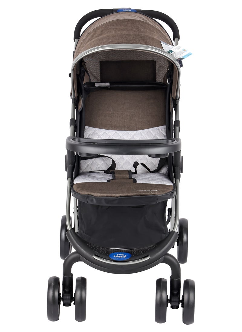 Supreme Comfort Baby Stroller - Lightweight, Foldable, Adjustable Seat and Retractable 3-Tier Canopy. Ultimate Ease Baby Carriage with Cup Holder for Infants & Toddlers, 0-4 Years (COFFE)