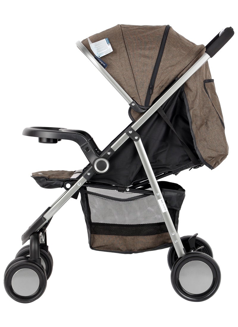 Supreme Comfort Baby Stroller - Lightweight, Foldable, Adjustable Seat and Retractable 3-Tier Canopy. Ultimate Ease Baby Carriage with Cup Holder for Infants & Toddlers, 0-4 Years (COFFE)