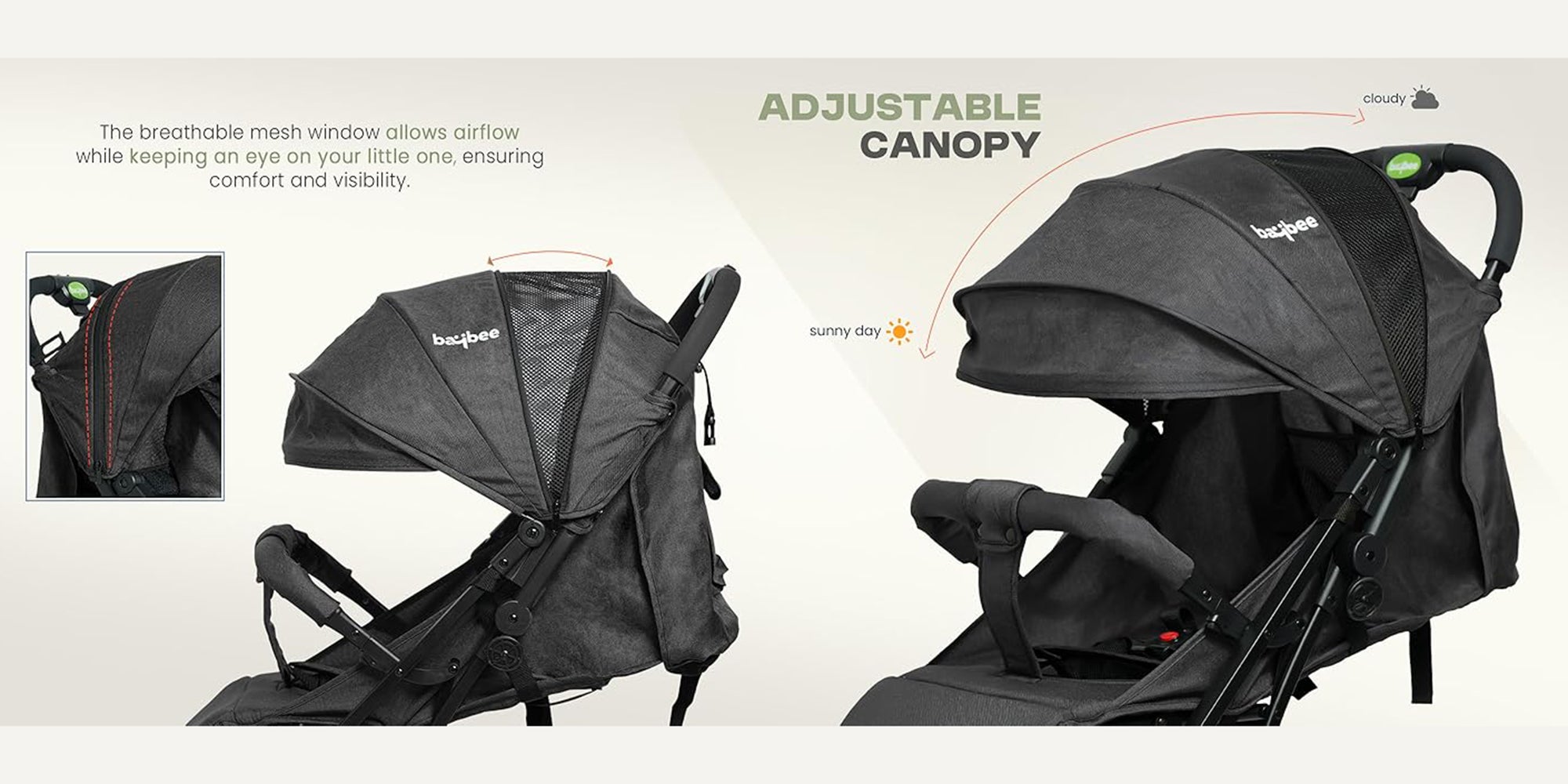 Foldable Cabin Baby Stroller Pram for Baby with 3-Position Adjustable Seat, Metal Frame & Canopy, Bassinet, Parent Handle, 5 Point Safety Belt, Stroller for Kids Toddler 0 to 3 Years Boy Girl Grey