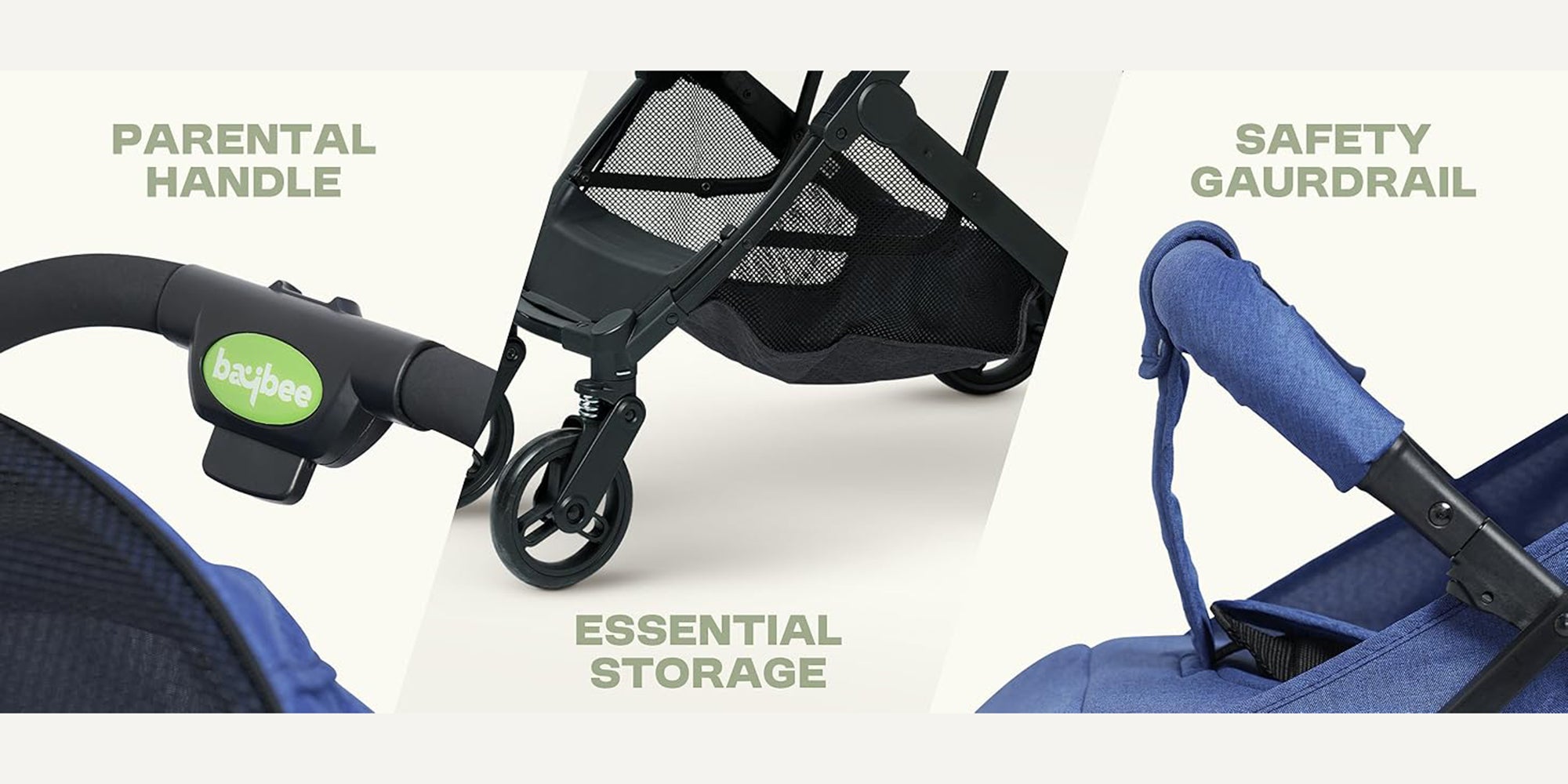 Foldable Cabin Baby Stroller Pram for Baby with 3-Position Adjustable Seat, Metal Frame & Canopy, Bassinet, Parent Handle, 5 Point Safety Belt, Stroller for Kids Toddler 0 to 3 Years Boy Girl Blue