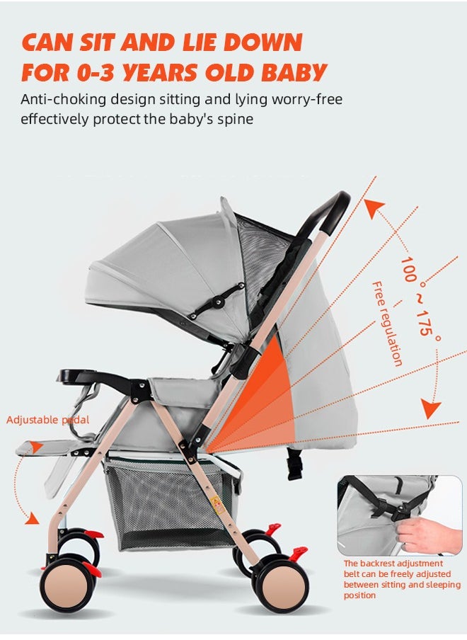 Baby Travel Stroller Foldable Baby Stroller Portable Travel Pram Multifunctional Newborn Infant Carriage for 0-3 Years Baby