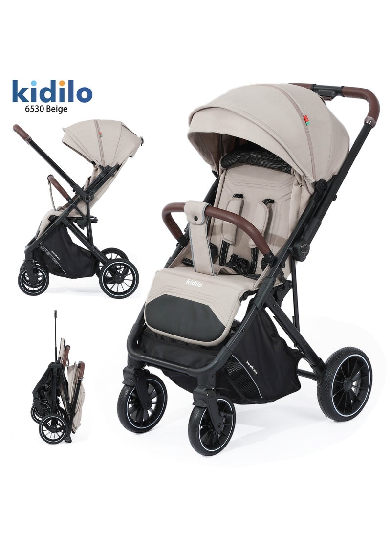 Baby Stroller - Reversible Handle, Comfortable, Foldable Stroller - Newborn Stroller w/All-Scene Large Wheels