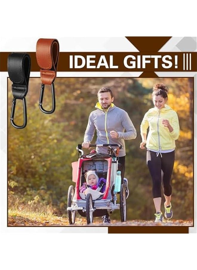 4-Pack Stroller Hooks for Hanging Diaper Bags - Universal Accessories for Stroller, Car, or Shopping Cart (2 Black + 2 Brown)