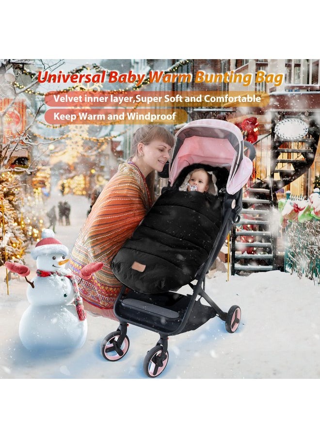 LAT Baby Warm Bunting Bag Universal,Stroller Sleeping Bag Cold Weather,Waterproof Toddler Footmuff(Detachable,Black)