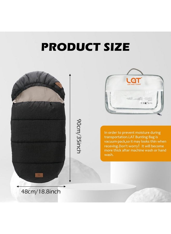 LAT Baby Warm Bunting Bag Universal,Stroller Sleeping Bag Cold Weather,Waterproof Toddler Footmuff(Detachable,Black)