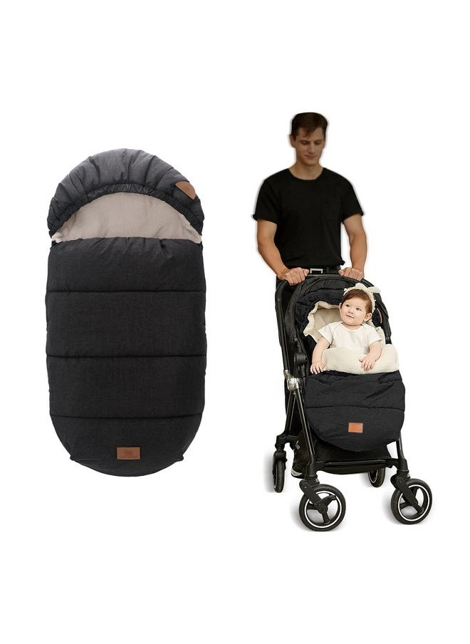 LAT Baby Warm Bunting Bag Universal,Stroller Sleeping Bag Cold Weather,Waterproof Toddler Footmuff(Detachable,Black)