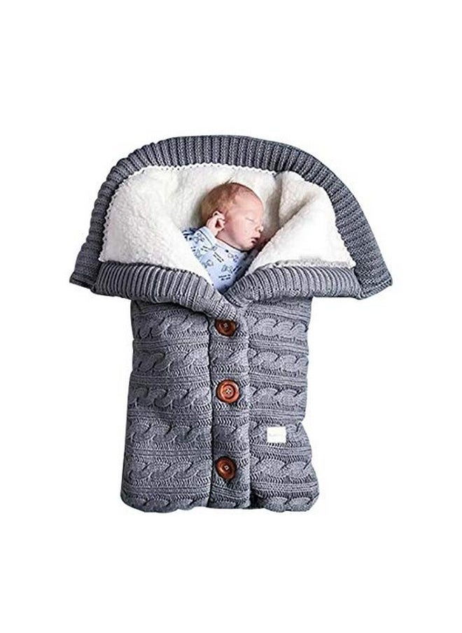 insular Warm Baby Sleeping Bag Envelope Winter Kid Sleepsack Footmuff Stroller Knitted Sleep Sack Newborn Knit Wool Swaddling Blanket (Gray)