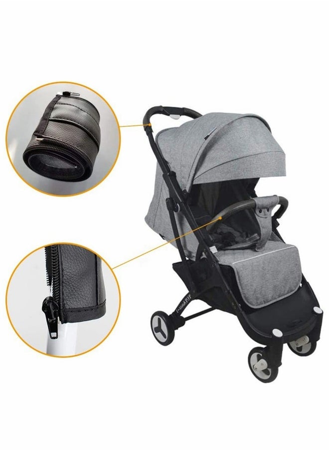 Baby Stroller Handle Protector, PU Leather Protective Cover Universal Stroller Handle Cover with Zipped Closure, Waterproof, Anti-Dirty, Anti-wear, Anti-Breakage