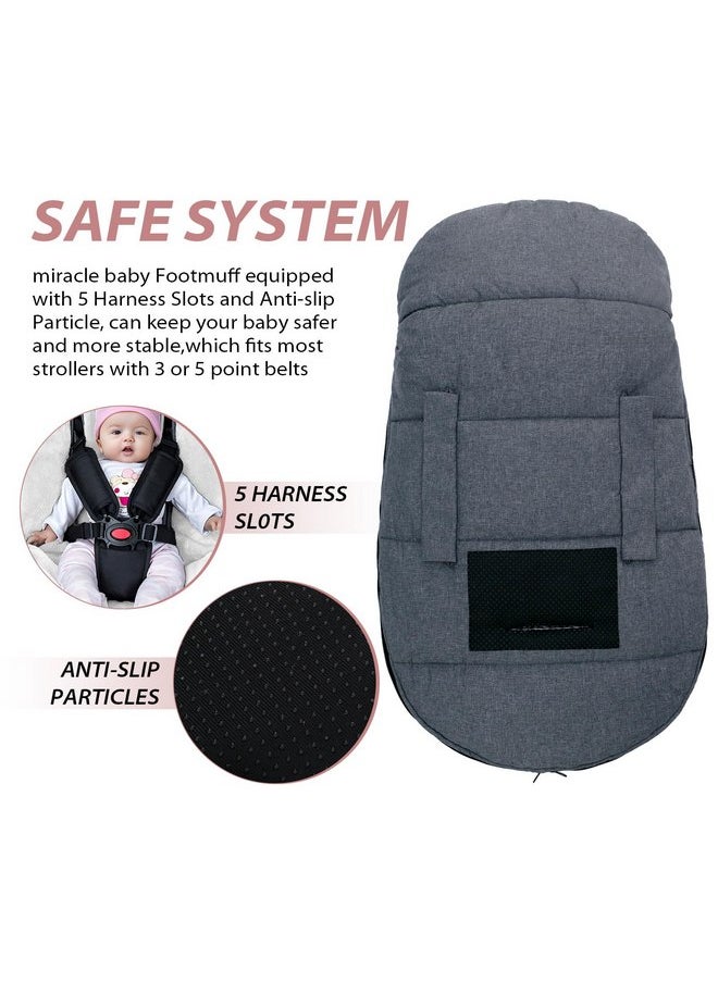 Miracle Baby Universal Footmuff for Stroller, Winter Windproof Warm Pram Footmuffs, Baby Bunting Bags for Strollers Pushchairs Prams Car Seat, Stroller Sleeping Bag, Grey