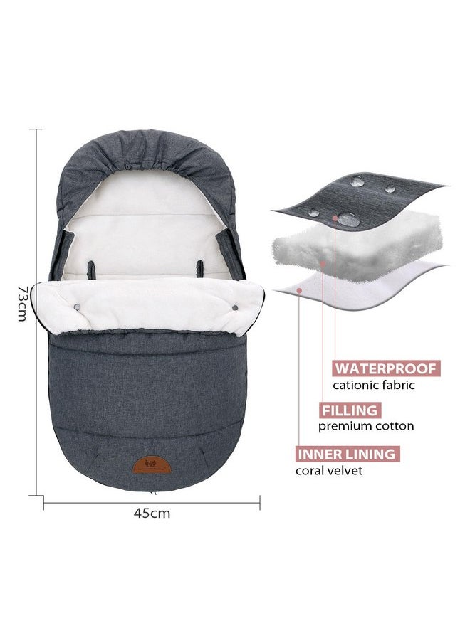 Miracle Baby Universal Footmuff for Stroller, Winter Windproof Warm Pram Footmuffs, Baby Bunting Bags for Strollers Pushchairs Prams Car Seat, Stroller Sleeping Bag, Grey