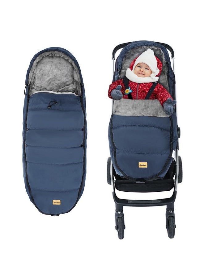 Zooawa Stroller Bunting Bag Universal, Waterproof Baby Stroller Footmuff, Christmas Gift Stroller Sleeping Bag for Cold Weather, Extra Thick, Fits 6-36 Months Baby, Dark Blue