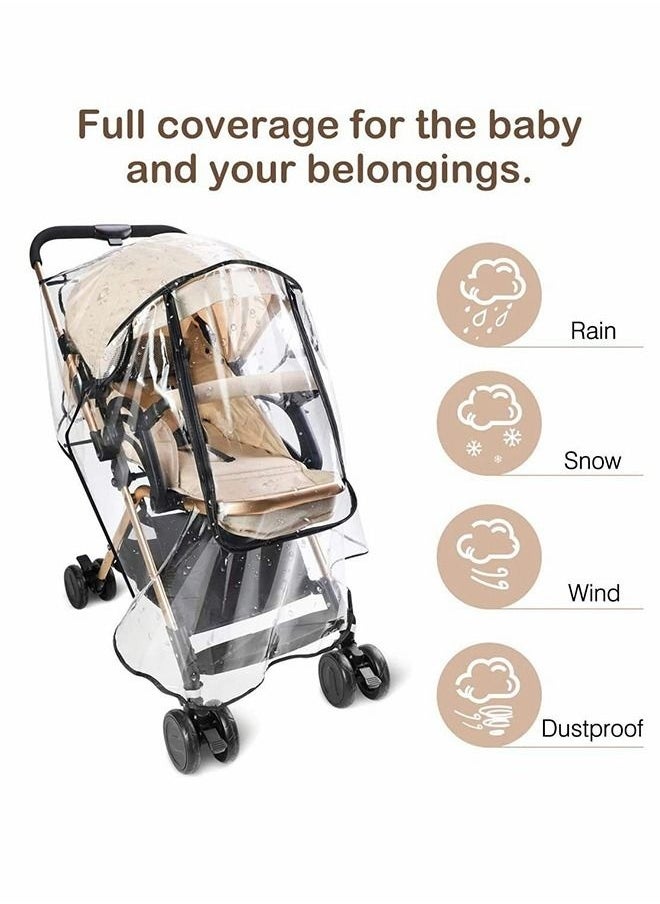 Universal Pushchair Cover Travel Outdoor Rain Cover, Children Umbrella Car Windshield Rain Cover for Buggy Pram, Double Zipper EVA Transparent and Windproof Waterproof Dust Snow