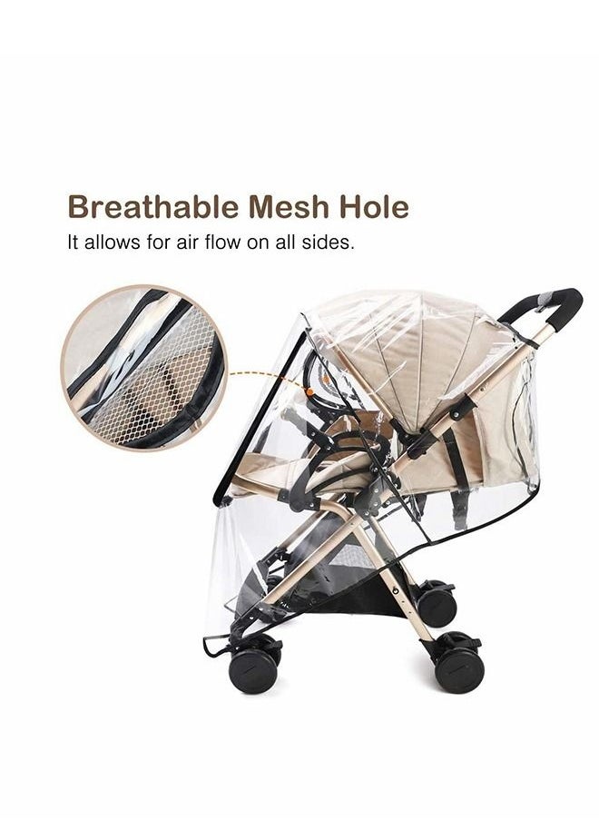 Universal Pushchair Cover Travel Outdoor Rain Cover, Children Umbrella Car Windshield Rain Cover for Buggy Pram, Double Zipper EVA Transparent and Windproof Waterproof Dust Snow