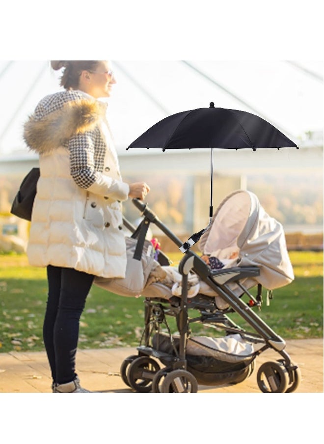 Baby Stroller Parasol 75 Cm Sunshade With Clip Universal Stroller Uv Protection Umbrella 50 Adjustable 360 Degree For Stroller Beach Chair Black