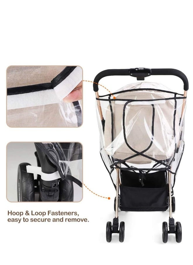 Stroller Rain Cover Universal Size Baby Travel Weather Shield Food Grade Material EVA Plastic Waterproof Windproof Dust Resistant Stroller Raincover for Jogger Stroller Buggy Pram