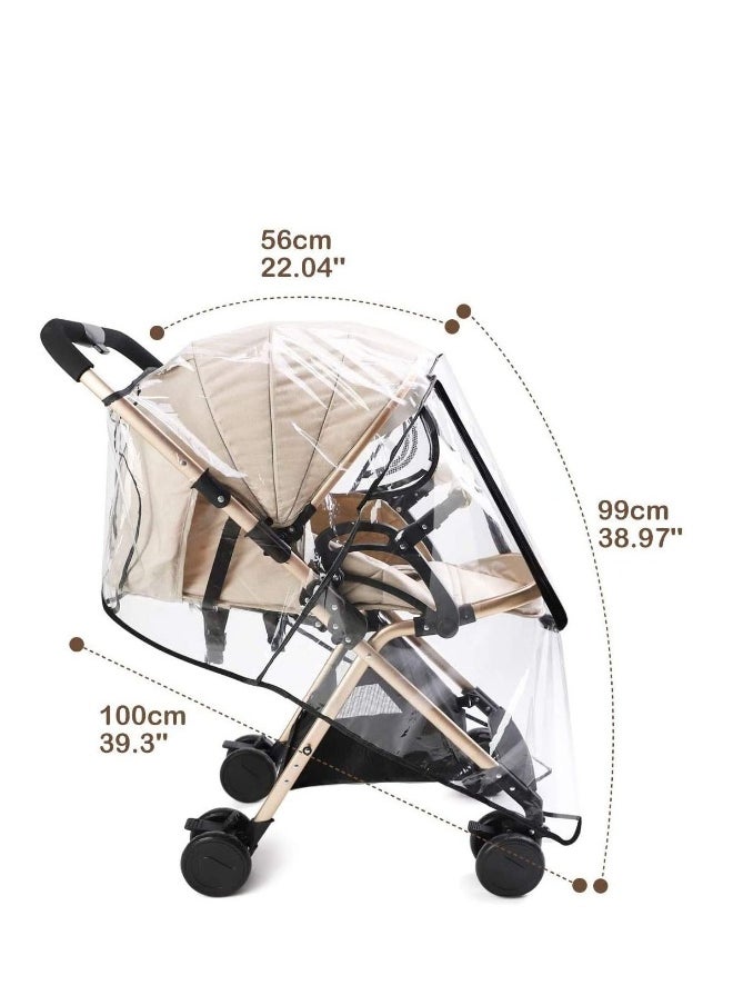 Stroller Rain Cover Universal Size Baby Travel Weather Shield Food Grade Material EVA Plastic Waterproof Windproof Dust Resistant Stroller Raincover for Jogger Stroller Buggy Pram