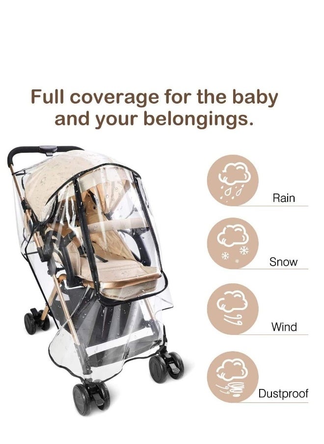 Stroller Rain Cover Universal Size Baby Travel Weather Shield Food Grade Material EVA Plastic Waterproof Windproof Dust Resistant Stroller Raincover for Jogger Stroller Buggy Pram