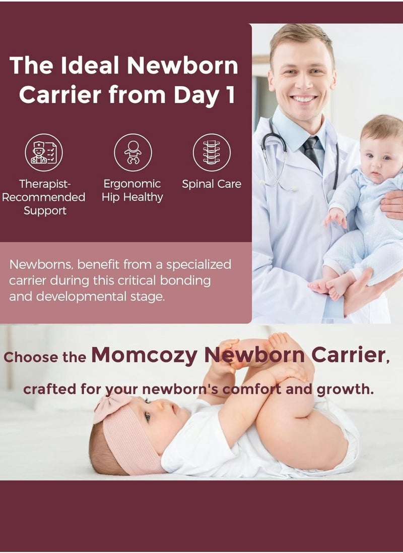 Newborn Baby Carrier - Ergonomic, Cozy and Lightweight Carrier for 7-24lbs, Adjustable Neck Support with Sunshield, Breathable Airmesh Perfect for Summer Outing