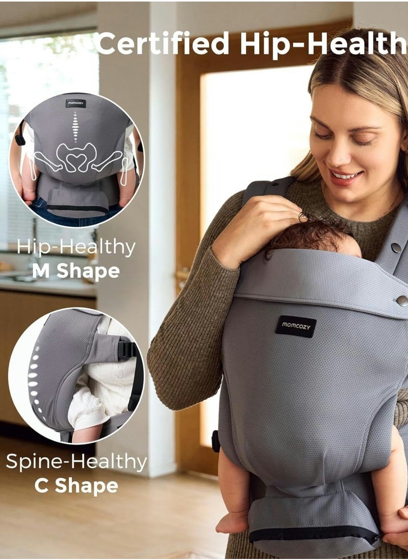 Newborn Baby Carrier - Ergonomic, Cozy and Lightweight Carrier for 7-24lbs, Adjustable Neck Support with Sunshield, Breathable Airmesh Perfect for Summer Outing