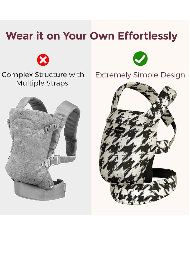 Baby Carrier - Ergonomic, Cozy and Lightweight Carrier for 7-44lbs, Effortless to Put On, Ideal for Hands-Free Parenting, Enhanced Lumbar Support, Purehug for Infant to Toddler, Houndstooth