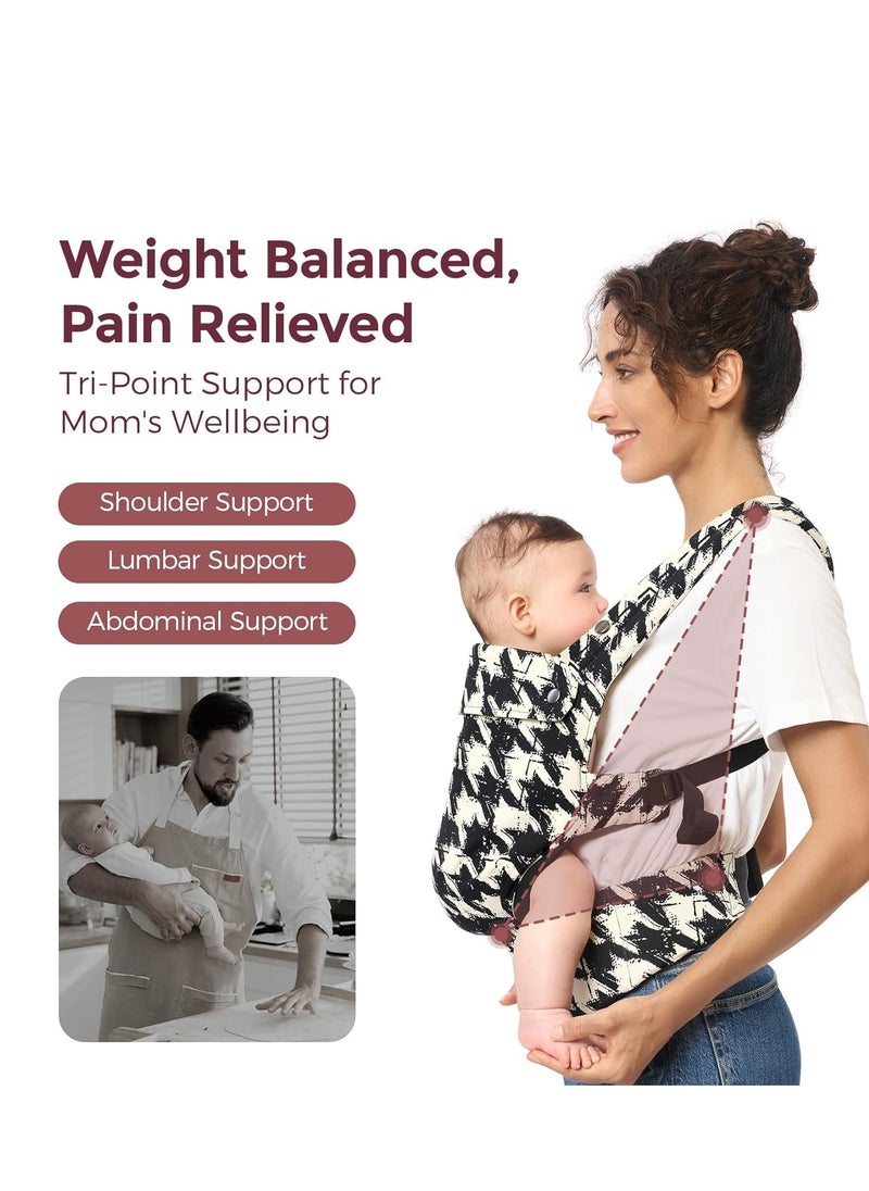 Baby Carrier - Ergonomic, Cozy and Lightweight Carrier for 7-44lbs, Effortless to Put On, Ideal for Hands-Free Parenting, Enhanced Lumbar Support, Purehug for Infant to Toddler, Houndstooth