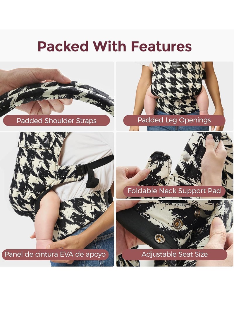 Baby Carrier - Ergonomic, Cozy and Lightweight Carrier for 7-44lbs, Effortless to Put On, Ideal for Hands-Free Parenting, Enhanced Lumbar Support, Purehug for Infant to Toddler, Houndstooth