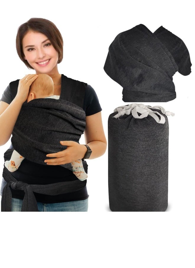 Baby Wraps Carrier Adjustable Mesh Baby Wrap for Newborn to Toddler, Lightweight and Breathable Ergonomic Design Reduces Pain Multiple Positions Premium Cotton Dark Gray