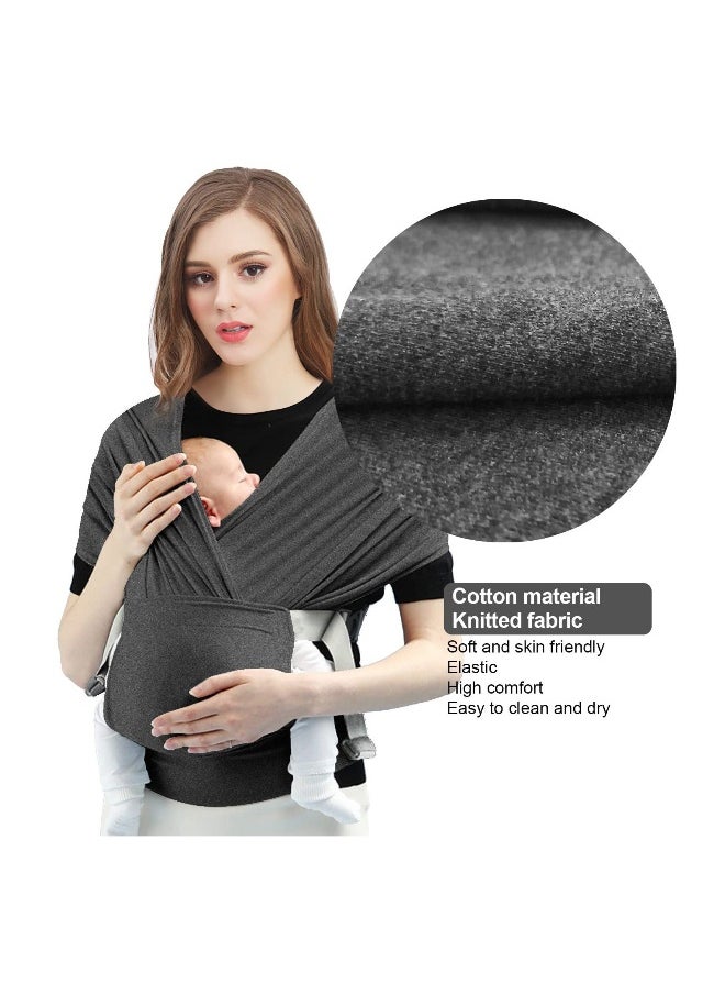 Baby Wrap Carrier Slings, Adjustable Baby Carrier Newborn to Toddler Original Stretchy Infant Sling, Perfect for Newborn Babies and Children up to 35 lbs (Dark Grey)