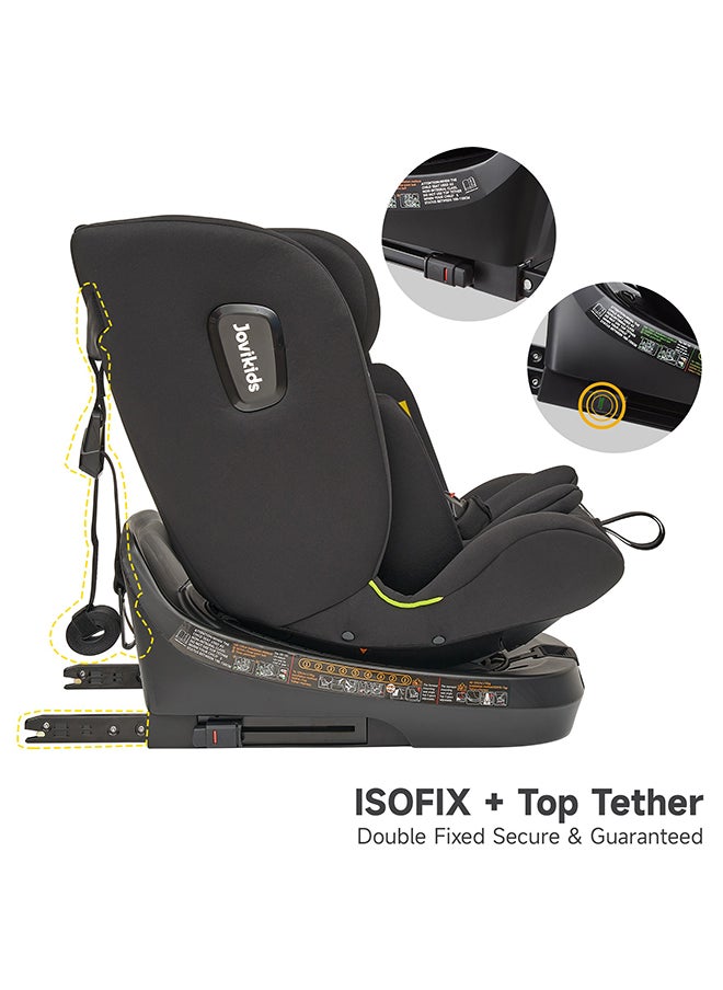 Rotating Ranger TT ISOFIX Car Seat 360° For Baby, 40 - 150 CM, 0- 12  Years, ECE R129/E4 I-size, Fixations ISOFIX, Top Tether - Black