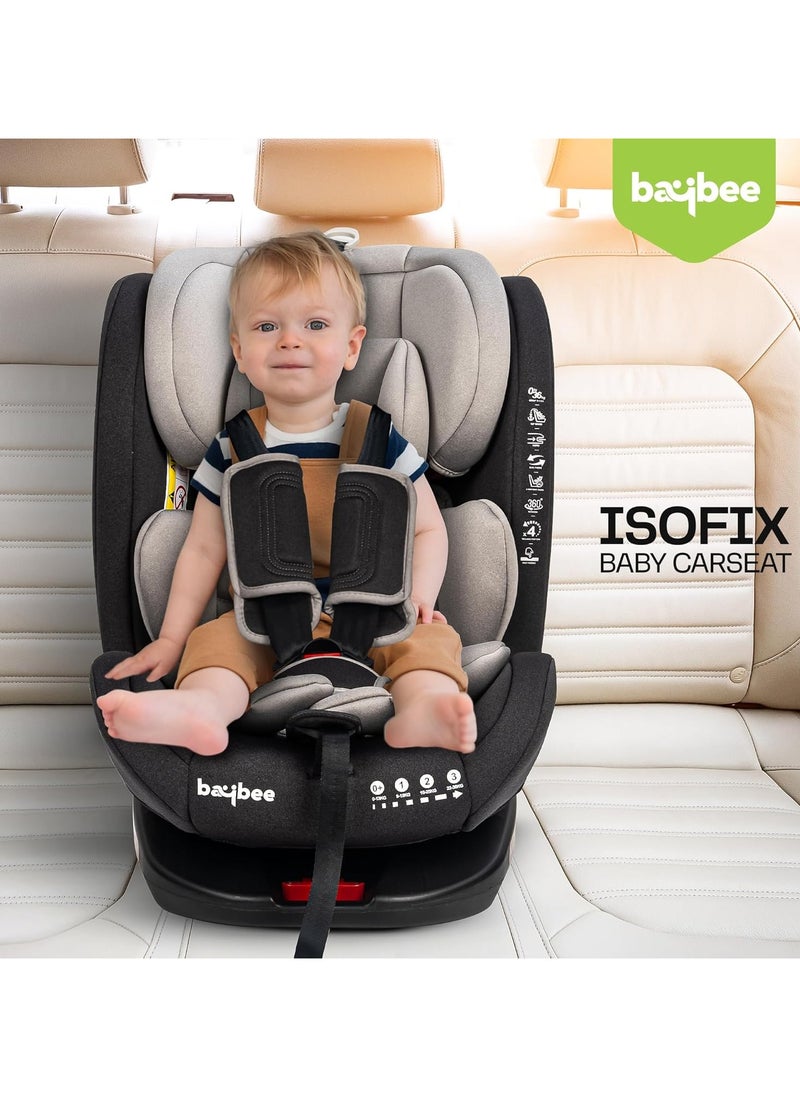 Convertible Car Seat for Baby 0 to 12 Years with 360° Rotatable, ISOFIX, 3 Position Recline, Headrest Adjustable ECE R44/04 Safety Certified Baby Car Seat for Toddlers Kids Boys Girls Grey