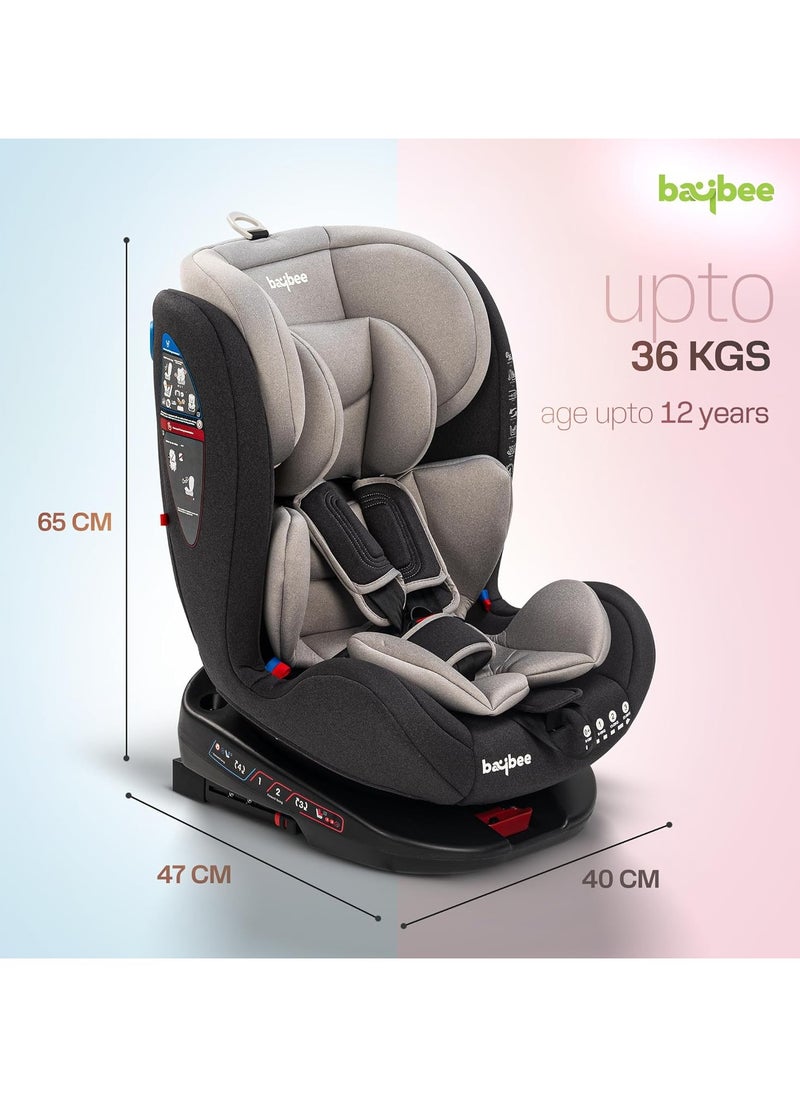 Convertible Car Seat for Baby 0 to 12 Years with 360° Rotatable, ISOFIX, 3 Position Recline, Headrest Adjustable ECE R44/04 Safety Certified Baby Car Seat for Toddlers Kids Boys Girls Grey