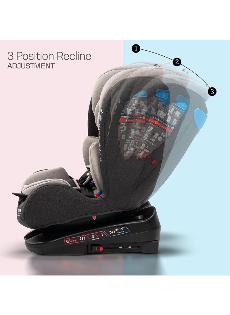 Convertible Car Seat for Baby 0 to 12 Years with 360° Rotatable, ISOFIX, 3 Position Recline, Headrest Adjustable ECE R44/04 Safety Certified Baby Car Seat for Toddlers Kids Boys Girls Grey